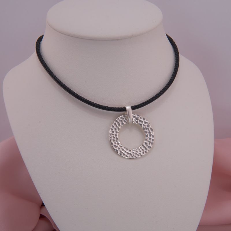 Preview: Hammerschlag Scheibe Silber Anhänger